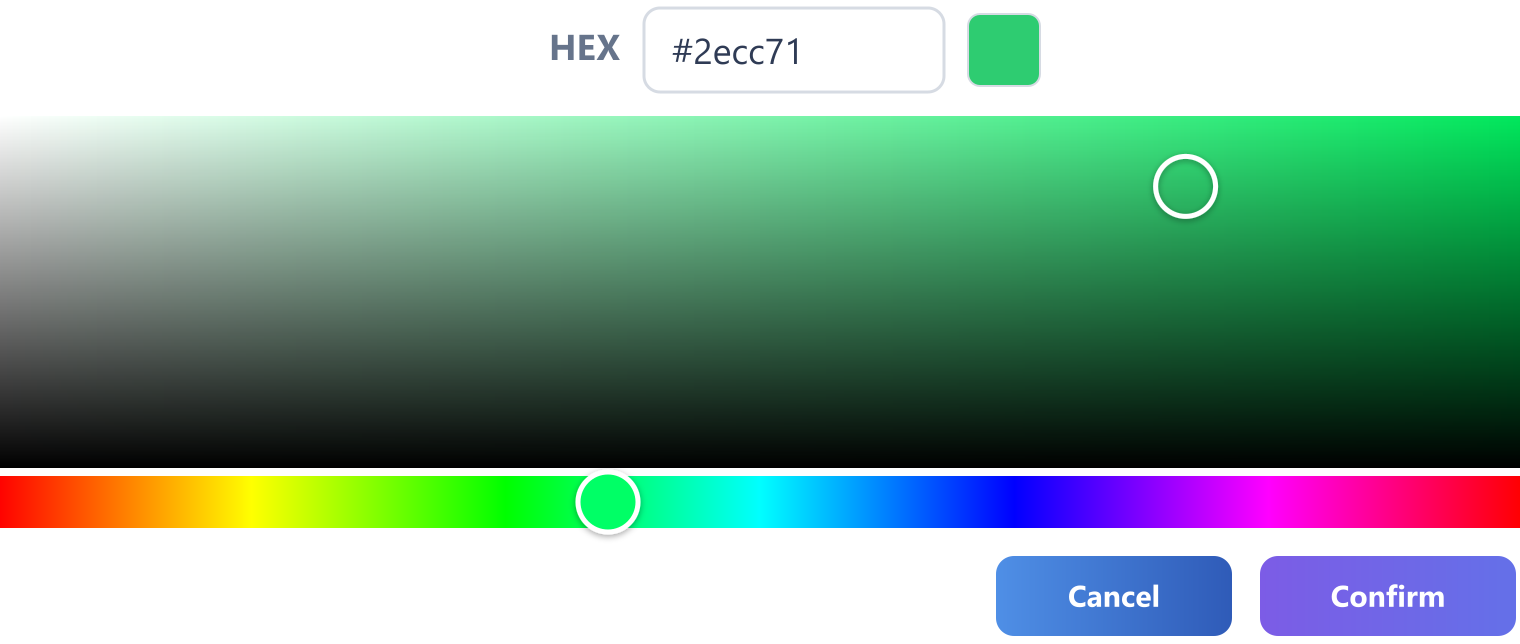 The tag color picker set to green, hex #2ecc71